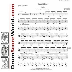 Eagles - Take It Easy - Drum Sheet + Play-Along Track
